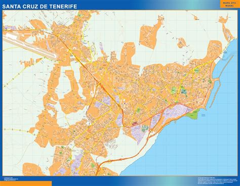 santa cruz tenerife wall map | Vector World Maps