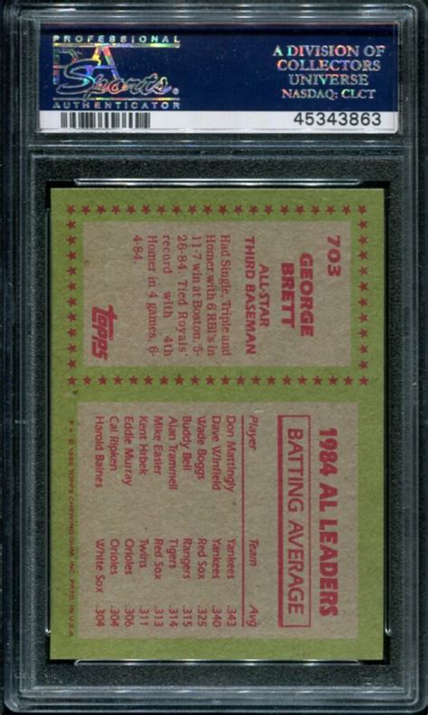 1985 Topps 703 George Brett PSA 10 HOF 45343863 All Star Cards Inc