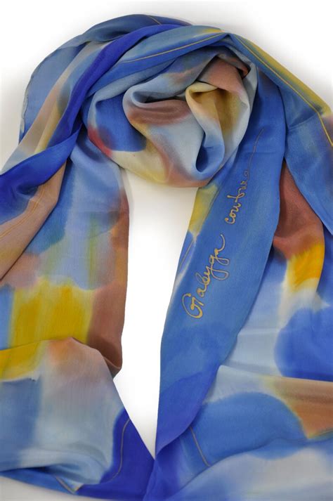 Hand Painted Silk Scarf Abstract Painting Scarf Luxury Silk Long Woman