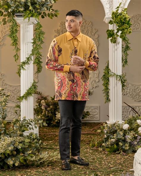 Kemeja Batik Sultan Kayangan Mustard Gold Kualiti Designer Harga Luarbiasa