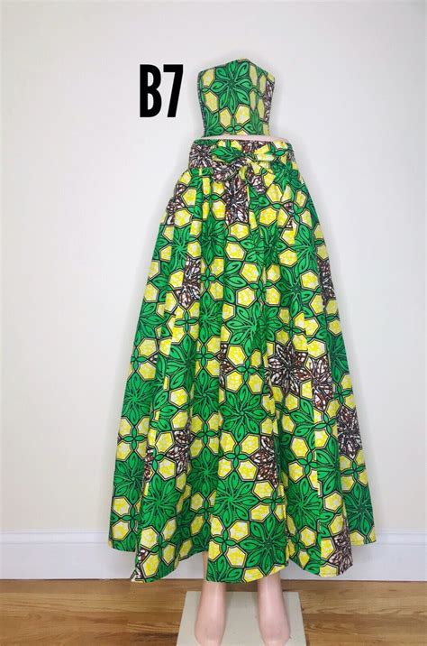 Brand New Womens Printed African Maxi Skirt With Pockets One Size Head Wrap Ebay