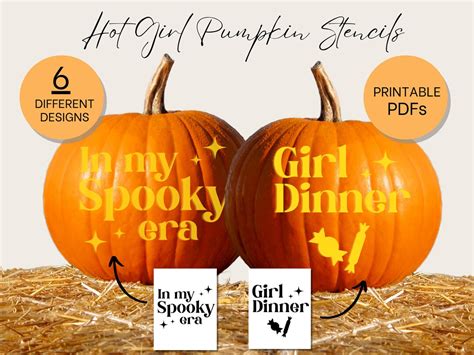 Hot Girl Pumpkin Carving Stencils Instant Digital Download Print At Home Perfect For Girl S