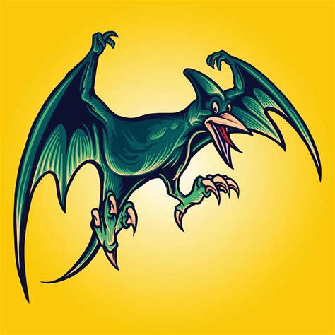 Pterodactyl Dragon Flying Dinosaurs Cartoon Illustration 6923337 Vector