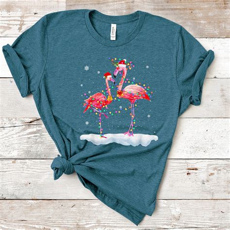 Christmas Lights Flamingo Shirt Christmas Flamingo Tee Shirt Etsy