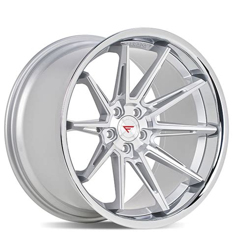 Staggered Ferrada Wheels Cm Silver Machined With Chrome Lip Rims