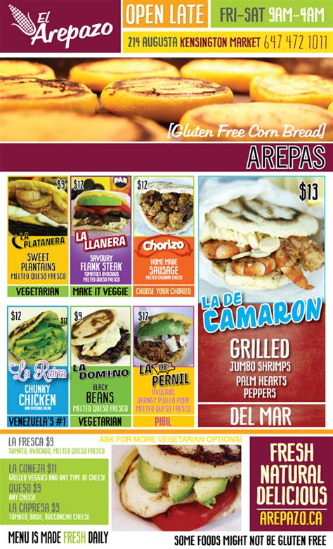 El Arepazo Dine In Menu OCT 2014 On Behance