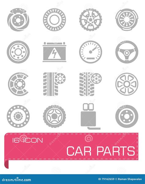 Vector Car Parts Icon Set Stock Vector Illustration Of Machine