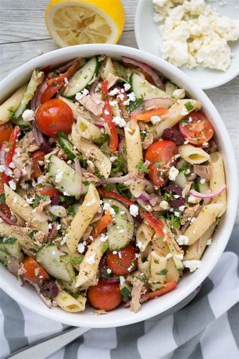 Mediterranean Tuna Pasta Salad No Mayo Stephanie Kay Nutrition