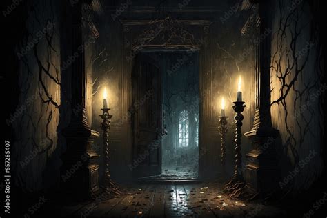 creepy interior of an abandoned building background, concept art, digital illustration, haunted ...