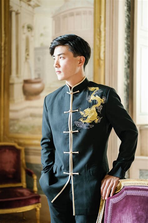 Ming Jacket Black Mandarin Collar Suit Jacket Chinese Wedding