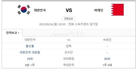 항저우 아시안게임 한국vs바레인 실시간 중계 하이라이트 바로보기 Jennie 하우스