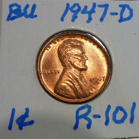 1947 D Gem BU RED Lincoln Wheat Cent R 101 For Sale Buy Now