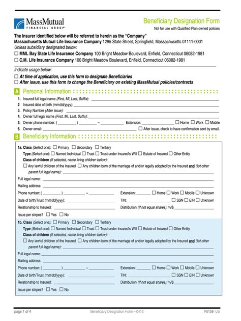 Beneficiary Designation Form Examples