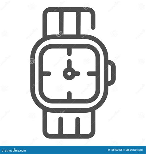 Mens Wrist Watch Line Icon Male Hand Accessory Vector Illustration