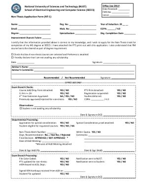 Fillable Online Seecs Nust Edu Non Thesis Application Form Nt