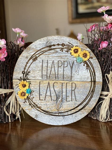 Happy Easter Wood Sign Easter Wood Signs Farmhouse Easter Decor