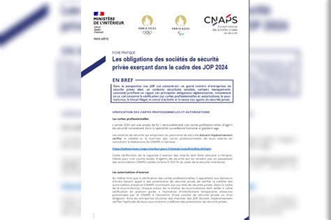 JO Rappel du Cnaps Sécurité privée Portail de la sécurité et de