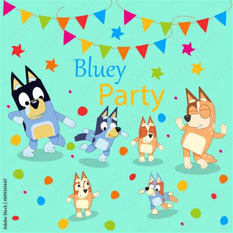 bluey party Stock Vector | Adobe Stock