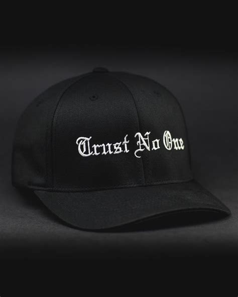 Trust No One Structured Curved Bill Flexfit Hat Black