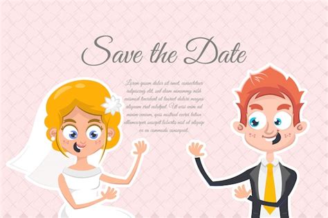 Linda Pareja De Dibujos Animados Para Invitaciones De Boda Tarjeta