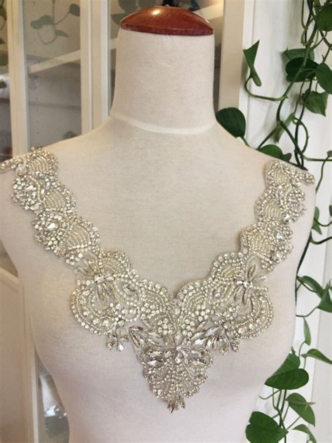 Rhinestone Applique Bridal Neckline Collar Cyrstal Pearl Etsy