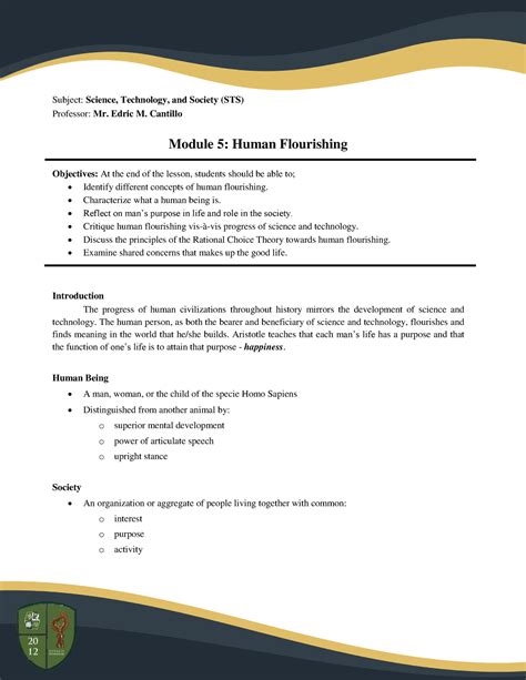 M5 Lecture Notes Sts Reviewer Subject Science Technology And