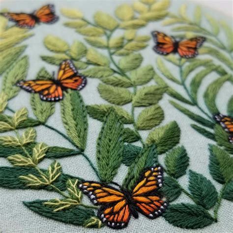 Butterfly Hand Embroidery Design Modern Embroidery Pattern Digital Download Pdf Diy Monarch