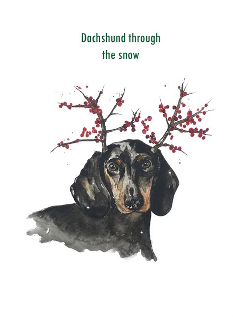 Funny Dachshund Sausage Dog Christmas Cardgreetings Cardcute Xmas