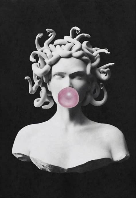 Medusa Blowing Pink Bubblegum Bubble Vintage Poster Poster For Room