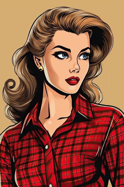 Premium AI Image A Woman With Long Hair Wearing A Red Plaid Shirt