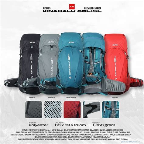 Jual Tas Gunung Carrier Arei Kinabalu Liter Premium Arei