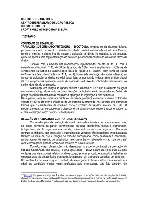 Pdf Apostila De Direito Do Trabalho Ii Est Gio Unippaulomaia Adv