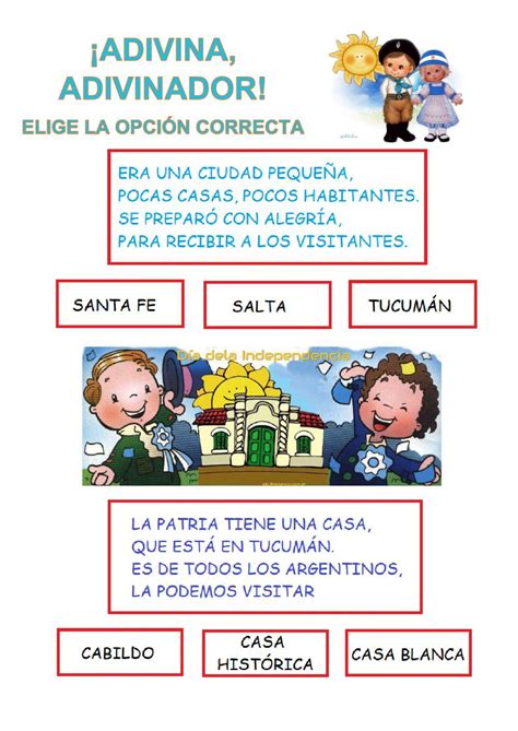 Adivinanzas Independencia Argentina Worksheet Teachers School