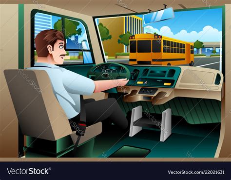 School bus driver driving Royalty Free Vector Image