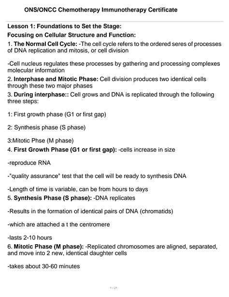 SOLUTION Ons Oncc Chemotherapy Immunotherapy Certificate Study Guide