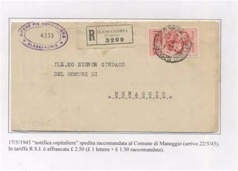 Storia Postale Luogotenenza Notifica Ospedaliera Raccomandata