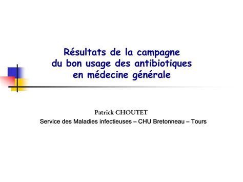 Ppt R Sultats De La Campagne Du Bon Usage Des Antibiotiques En M