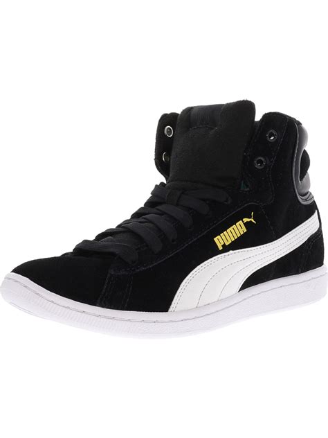 Puma Puma Womens Vikky Mid Black White High Top Suede Basketball