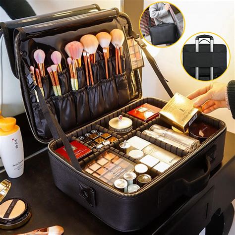 2 3 Tiers Makeup Bag Travel Cosmetic Case Desktop Beauty Brush