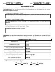 Understanding Limiting Reactants In Chemistry Experiments Course Hero