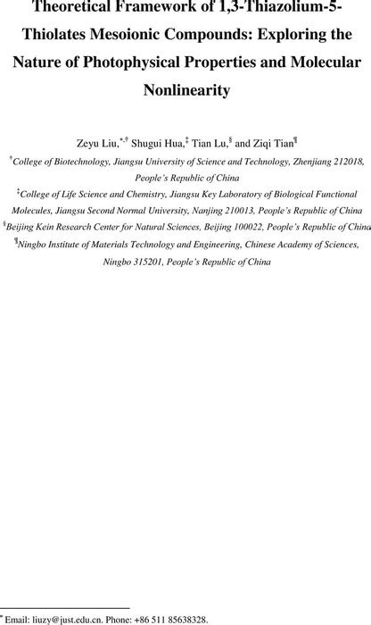 Theoretical Framework Of Thiazolium Thiolates Mesoionic Compounds