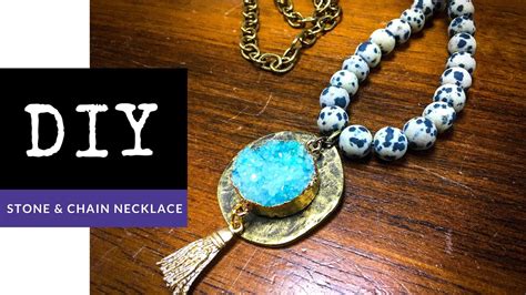 How To Make A Beaded Gemstone Chain Necklace With Pendant Youtube