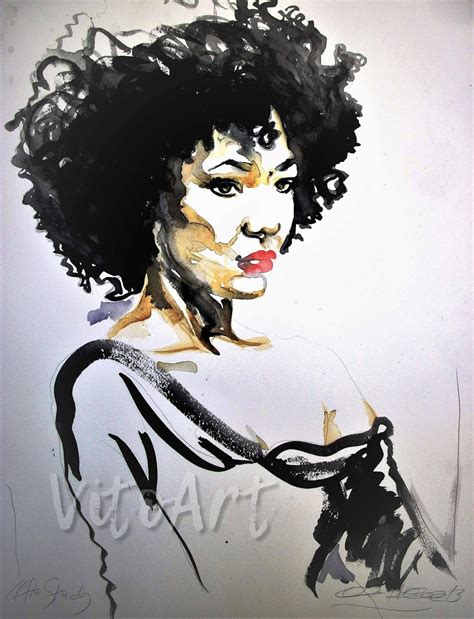 African American Woman Art Print Natural Hair Afro Beauty Watercolor