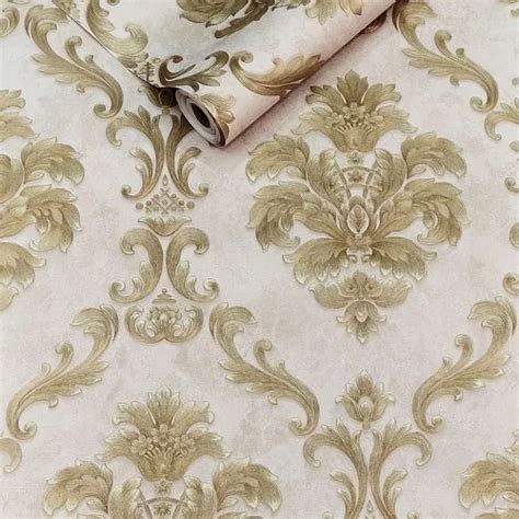 Papel De Parede Rolo Importado Vinílico Damask Dourado Luxo Frete grátis