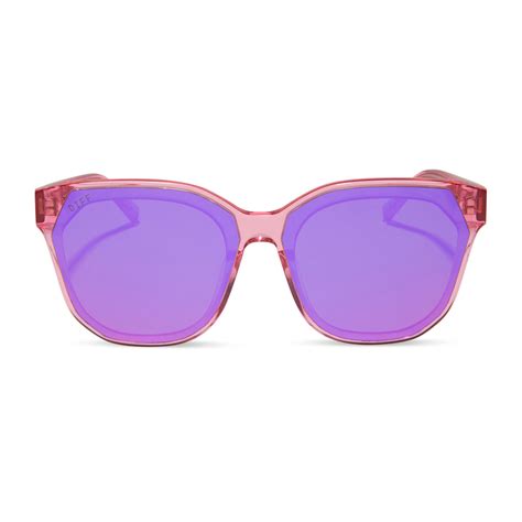 Gia Square Sunglasses Candy Pink Crystal And Pink Rush Mirror Diff Eyewear