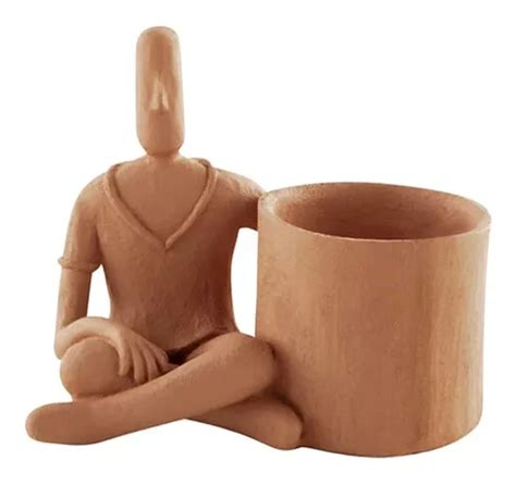 Cachepot Vasinho Vaso Decorativo Homem Cor Terracota Mercadolivre