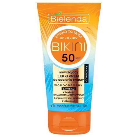 Bielenda Bikini Nawilżający lekki krem do opalania twarzy SPF 50