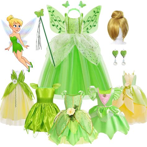 Disney Meninas Sininho Vestido Sininho Verde Traje De Halloween Fada