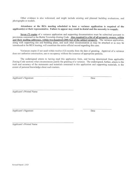 Butler Township Ohio Zoning Variance Application Fill Out Sign