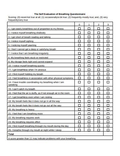 Self Evaluation Questionnaire 10 Examples Format Pdf